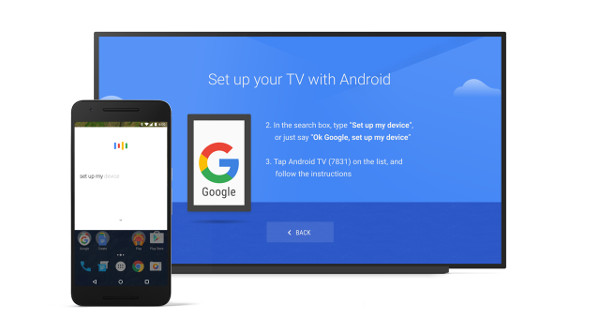 The Android TV setup screen.
