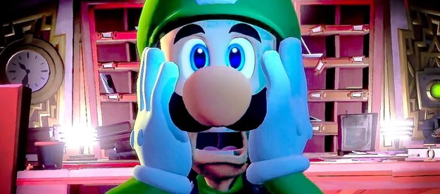 Luigi screams in terror in Luigi's Mansion 3.