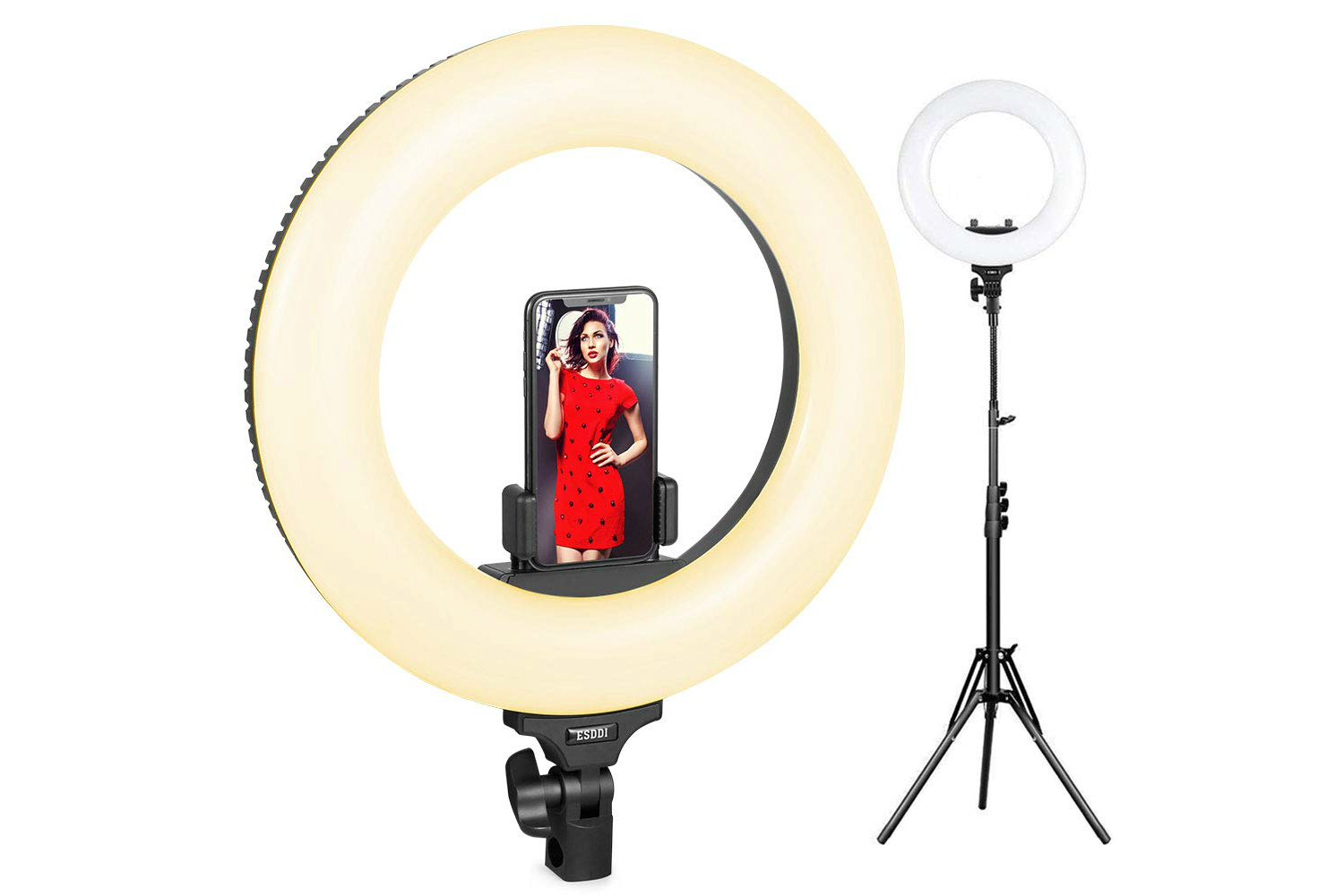 promo code saves 40 off ring light with stand and phone holder esddi 14inch outer adjustable color temperature 3200k 5600k 1