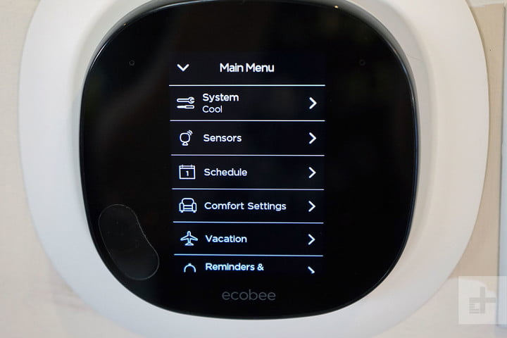 Ecobee Smart Thermostat on a wall.