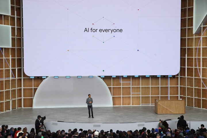 Google CEO Sundar Pichai delivers the keynote address at the 2019 Google I/O conference.