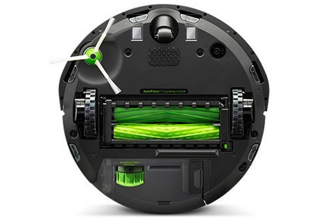 Underside of iRobot Roomba showing charging contacts.