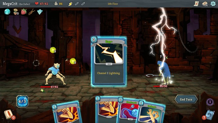 The protagonist of Slay the Spire looks towards the spire.
