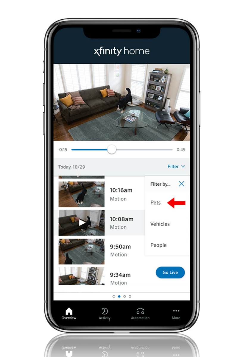 spy on your pets with comcast xfinity camera ai powered pet filter mobile image