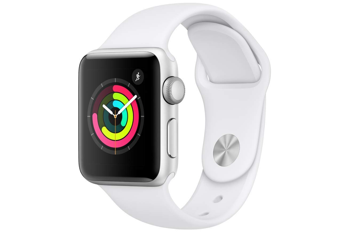 amazon 4th of july sale apple watch series 3  gps 38mm silver aluminium case with white sport band 1