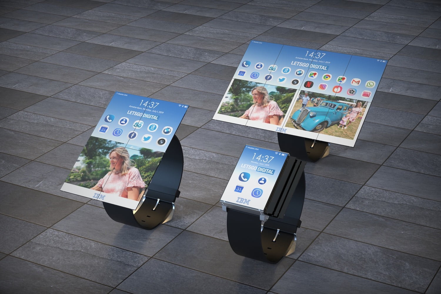Concept render of the IBM foldable smartwatch.