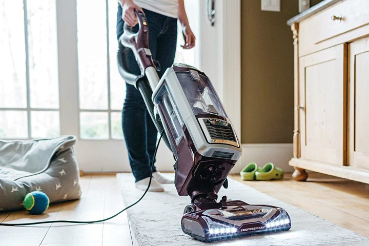 The Shark Rotator vacuum in action.