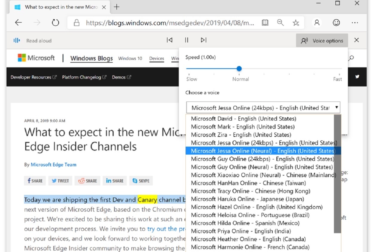 Microsoft Edge Windows blogs screenshot from Microsoft