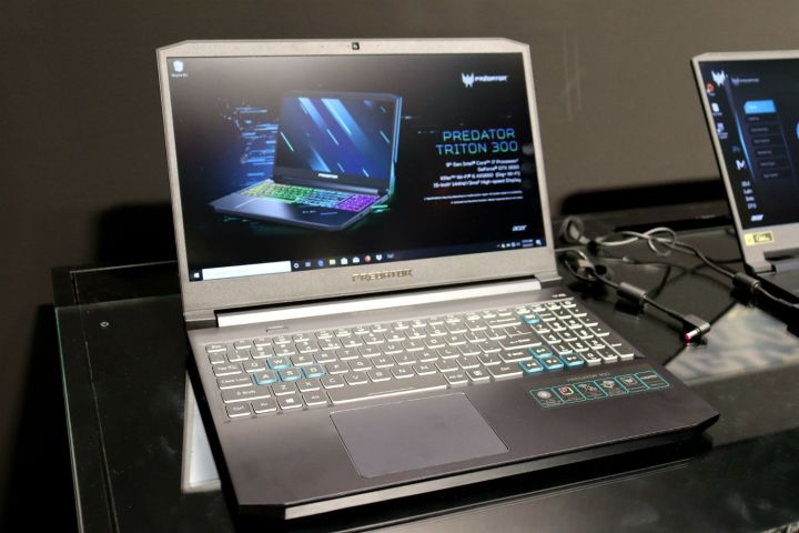The Acer Predator Triton 300 gaming laptop on a table.