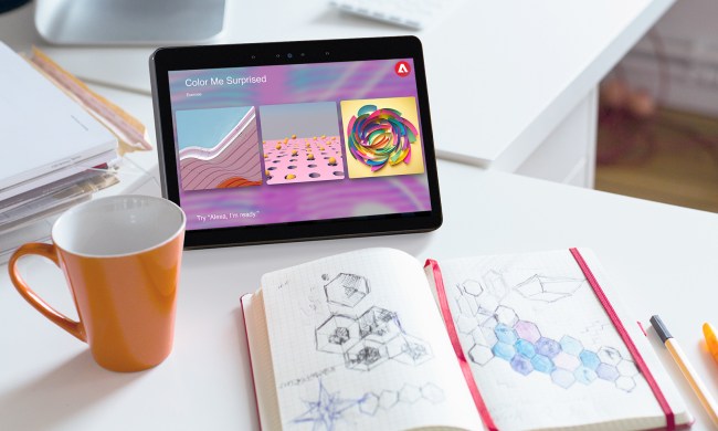 adobe inspiration engine launches side view modern office workplace with digital tablet  notepad colorful pencils computer in