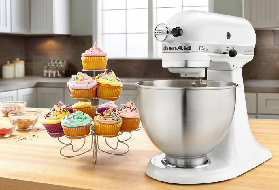 home depot drops prices on kitchenaid mixers espresso maker and food processor classic 4 5 qt  10 speed tilt head white stand