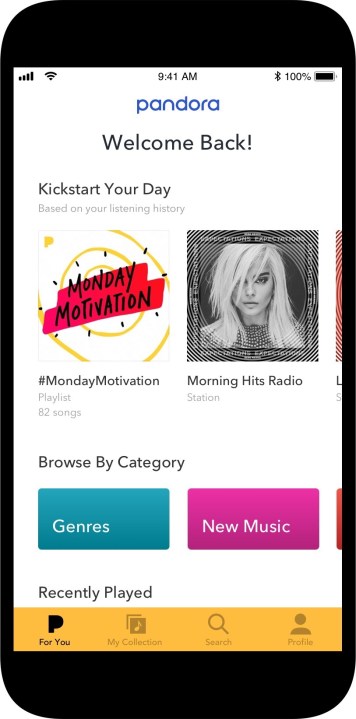 pandora new app personalization layout