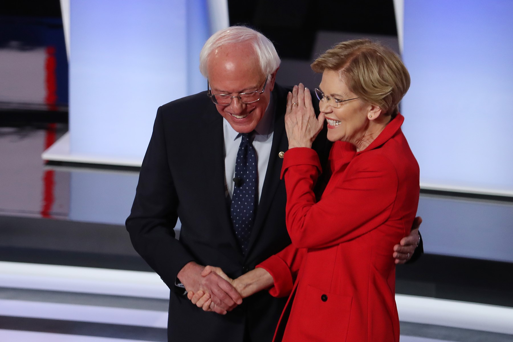 Bernie Sanders and Elizabeth Warren at the Democratic debate