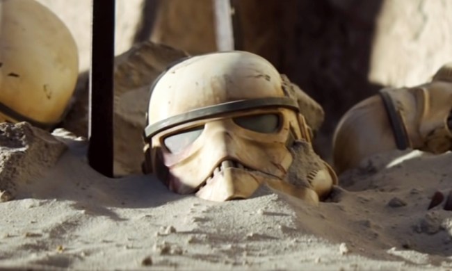 the mandalorian what you need to know star wars universe stormtrooper helmets in sand trailer