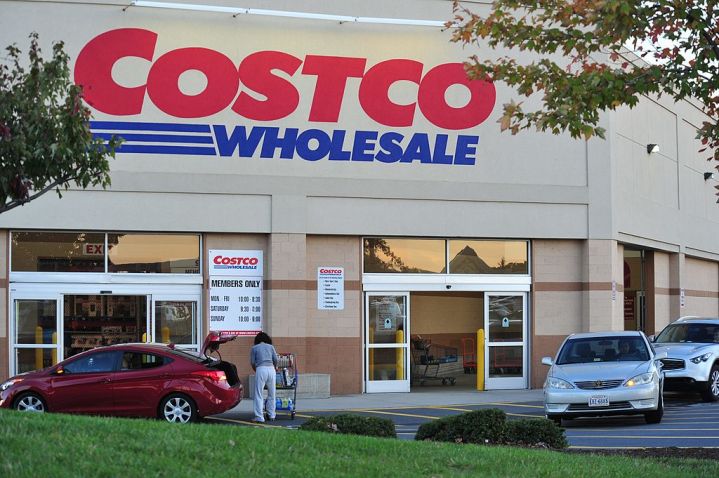 The front facade of a Costco store.