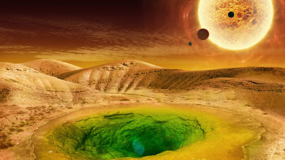 Artist’s conception of what life could look like on the surface of an exoplanet.