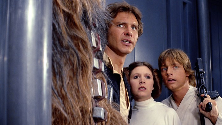 Chewbacca, Han Solo, Leia et Luke, dans "Star Wars".