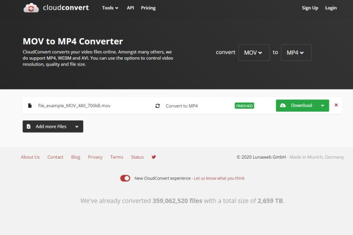 how to convert mov mp4 cloudconvertmp403