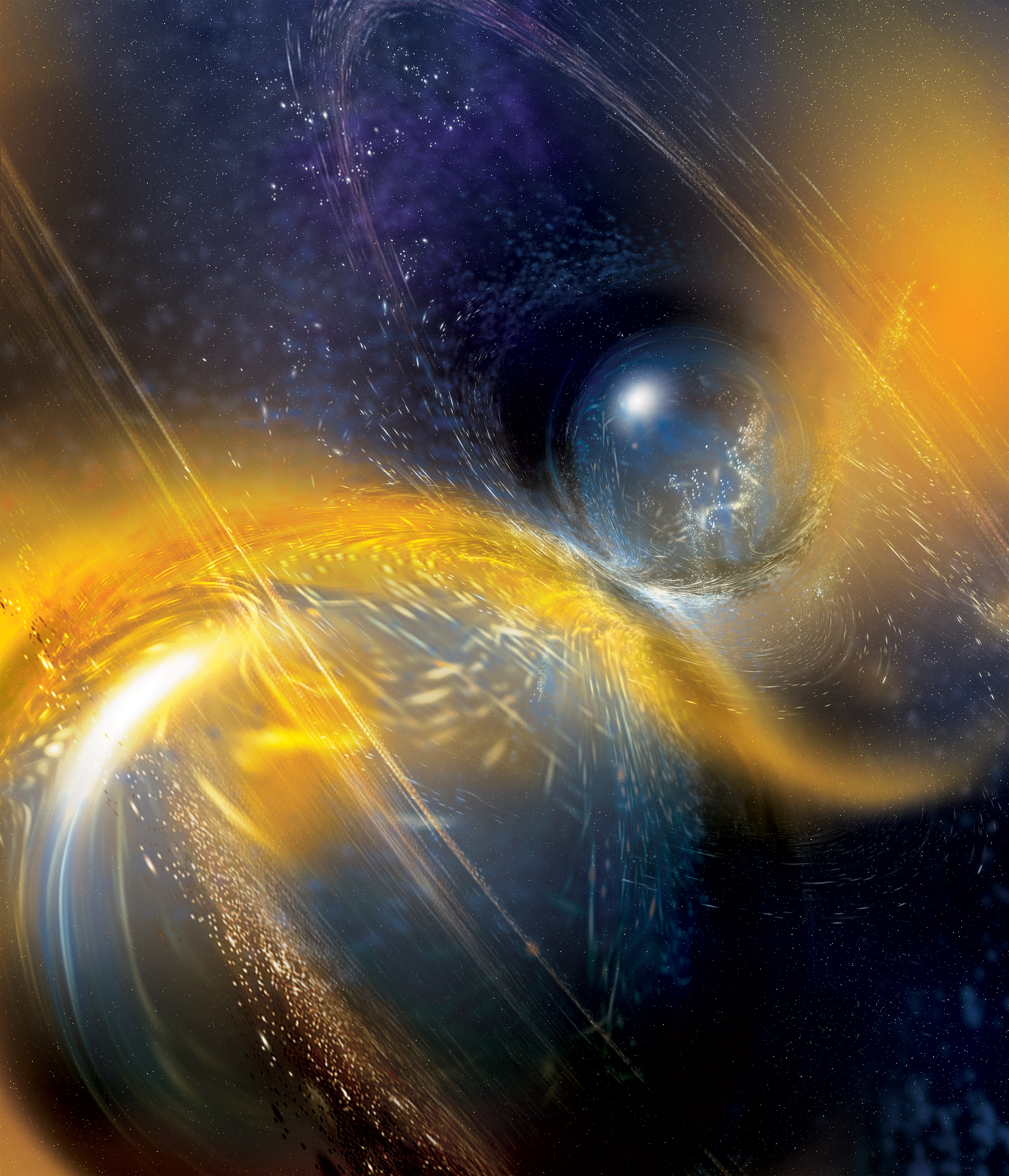 Artist's rendition of a binary neutron star merger.