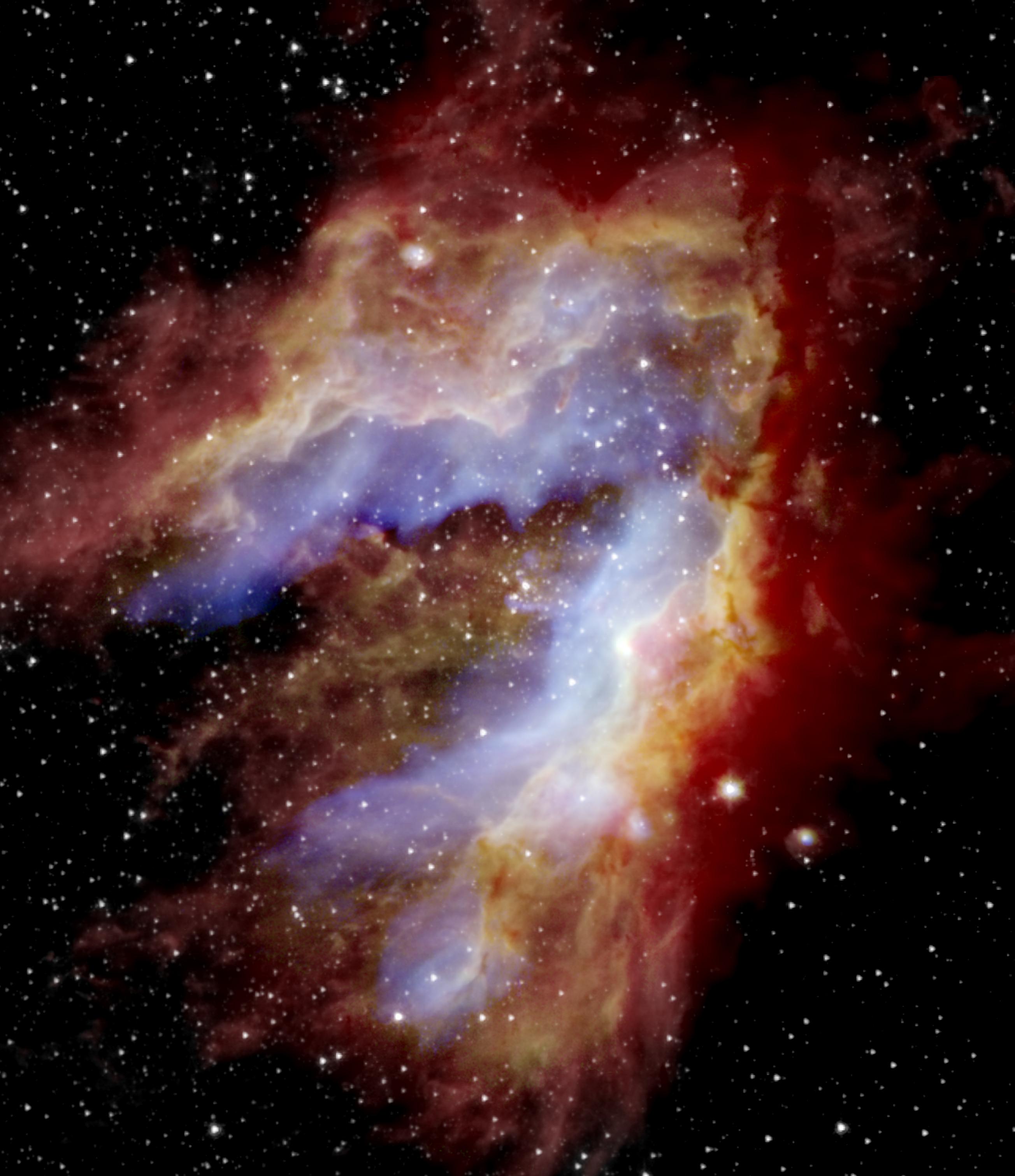 A composite image of the Omega, or Swan, Nebula
