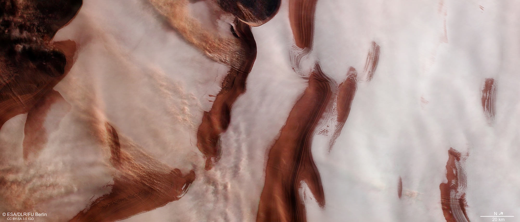 Part of the ice cap sitting at Mars’ north pole