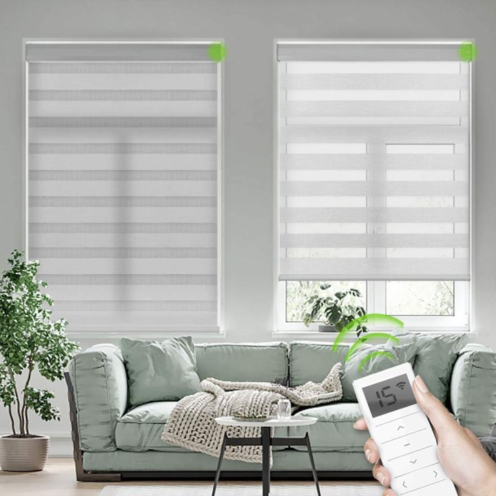 Controlling smart blinds with a remote.