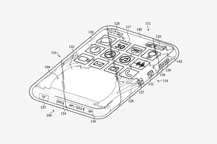 port less iphone wraparound display patent apple phone