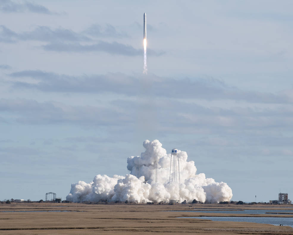 A Northrop Grumman Cygnus resupply spacecraft launched on an Antares 230+ rocket from the Virginia Mid-Atlantic Regional Spaceport’s Pad 0A at Wallops at 3:21 p.m. EST Saturday, Feb. 15, 2020