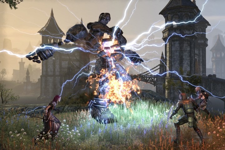 Group engaging in PvE combat in ESO.