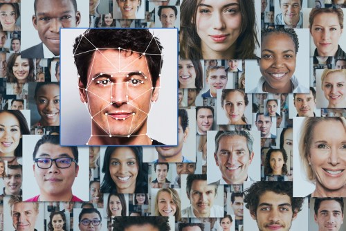collage of facial recognition faces