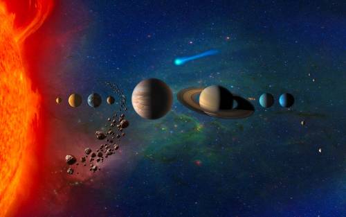 Artist concept of the solar system.