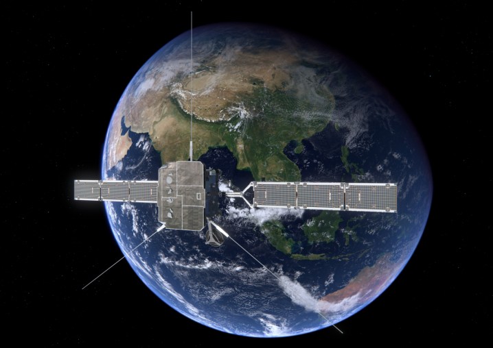 Artist's impression of Solar Orbiter following launch, with solar arrays and antennas deployed.