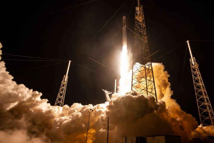 SpaceX's Dragon lifting off on a Falcon 9 rocket from Space Launch Complex 40 at Cape Canaveral Air Force Station in Florida on Saturday, May 4, with research, equipment, cargo and supplies that will support dozens of investigations aboard the International Space Station.