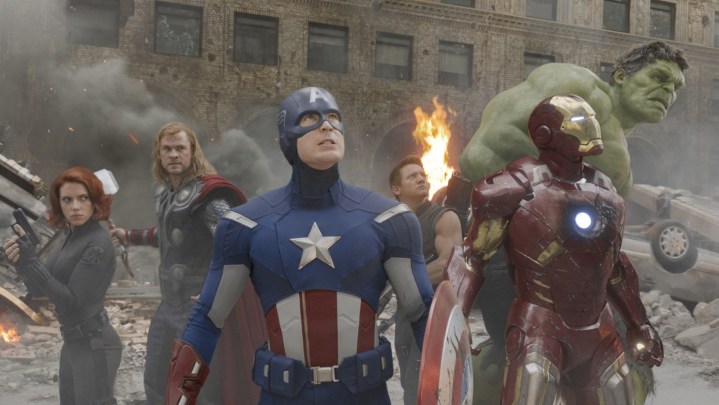 The Avengers standing together in New York in 