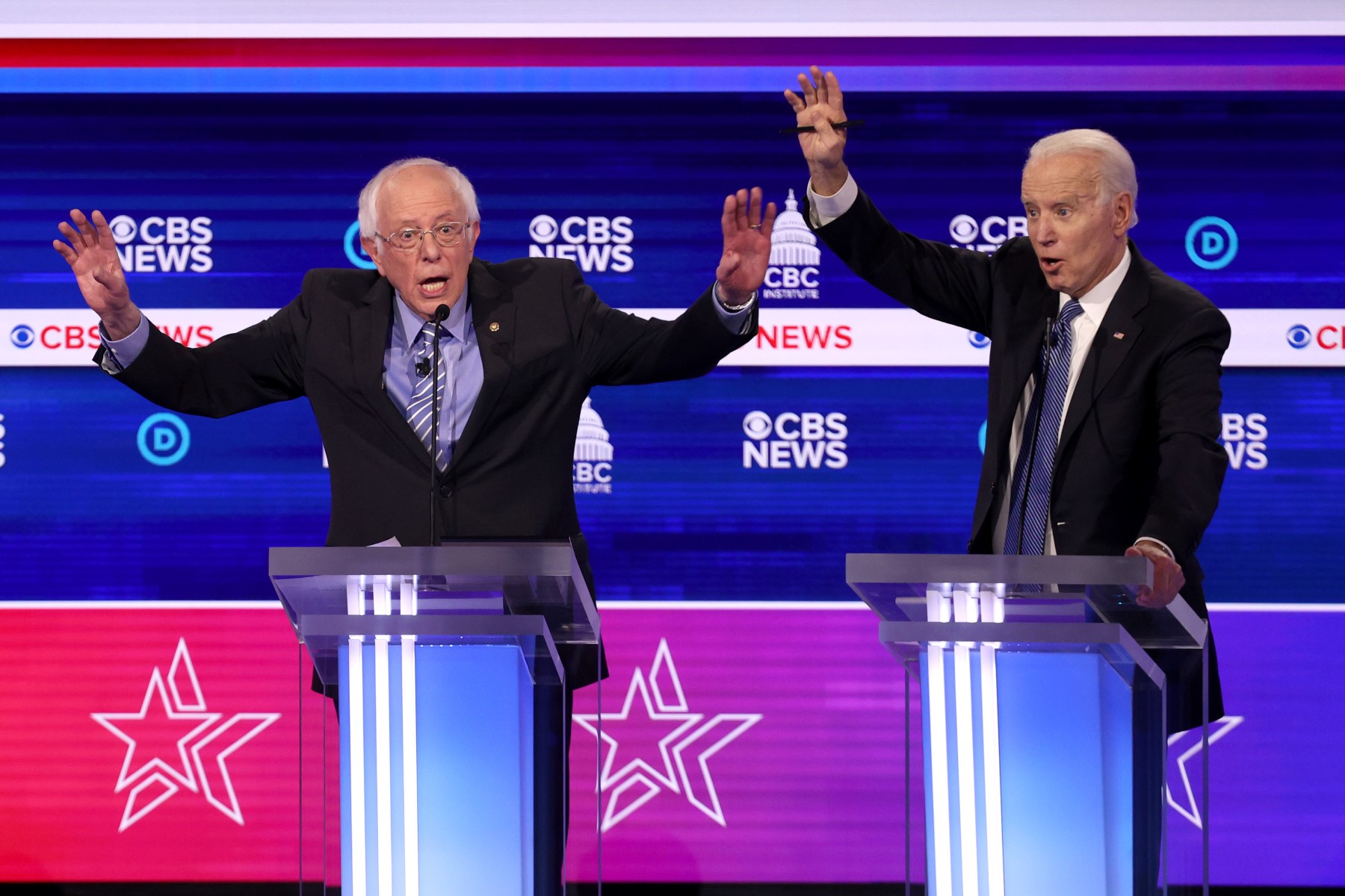 Bernie Sanders and Joe Biden at the Democratic Debate