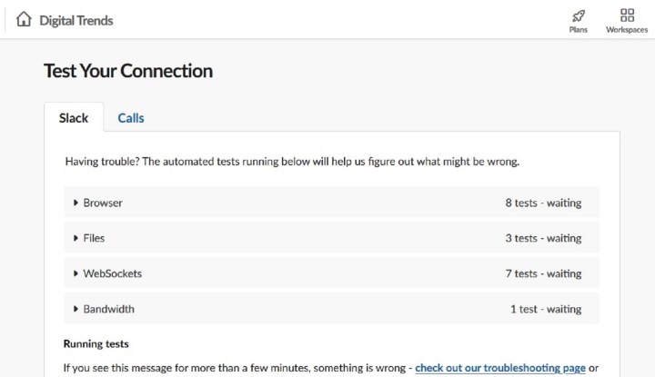 Slack Test website screenshot.