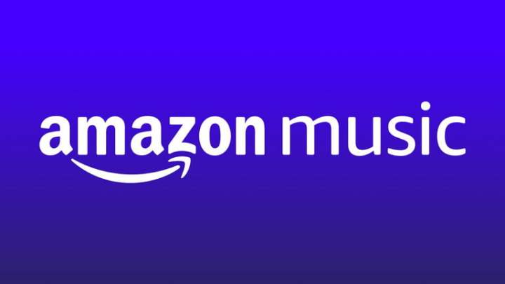 Amazon Music logo against a blue background.