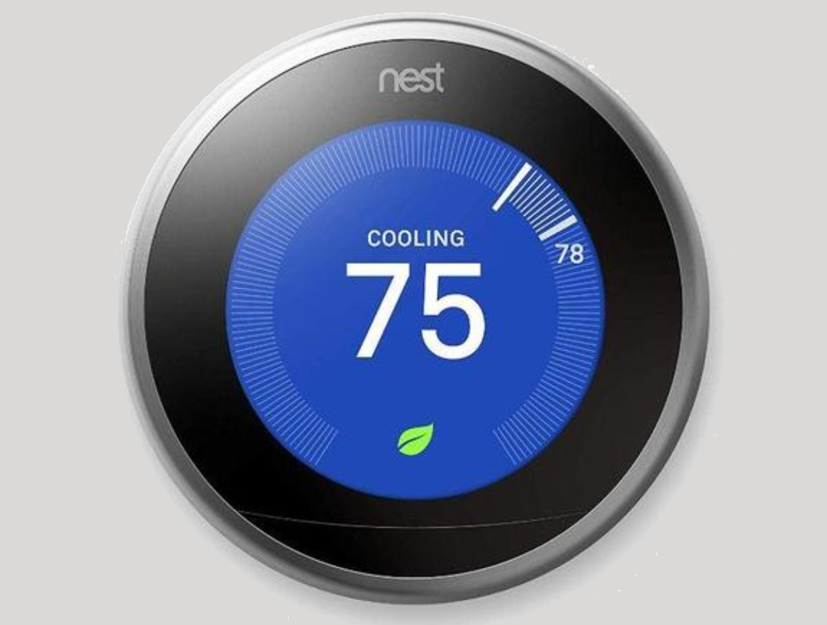 Nest Learning Thermostat 3rd Gen in stainless steel.
