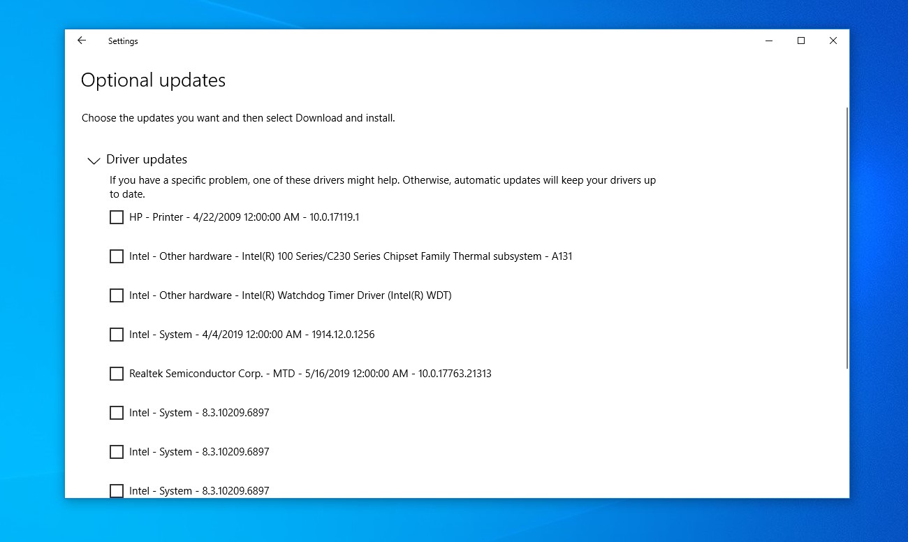 windows 10 may 2020 update review optional updates 20h1