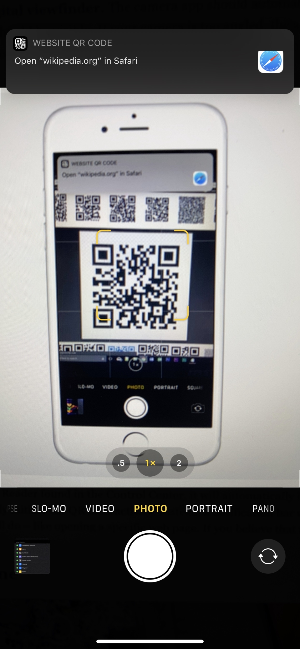 Escaneie o código QR no iOS.