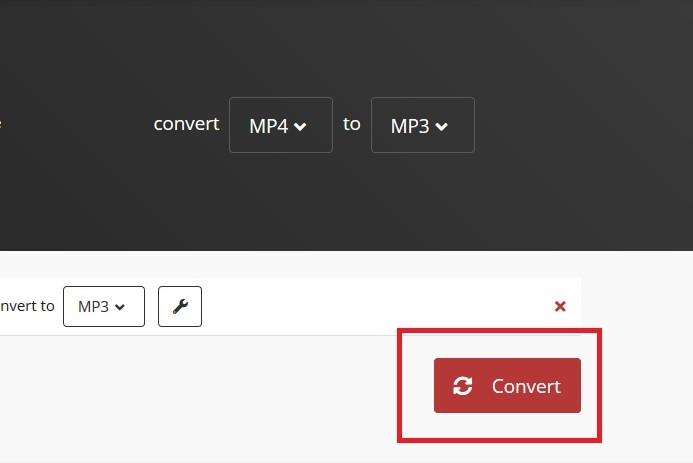 دکمه تبدیل در وب سایت CloudConvert.