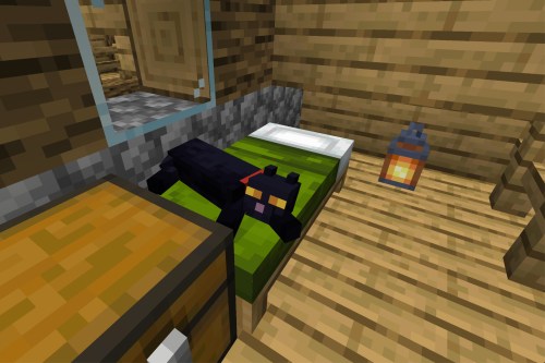 how to tame cat minecraft a in lying on bed