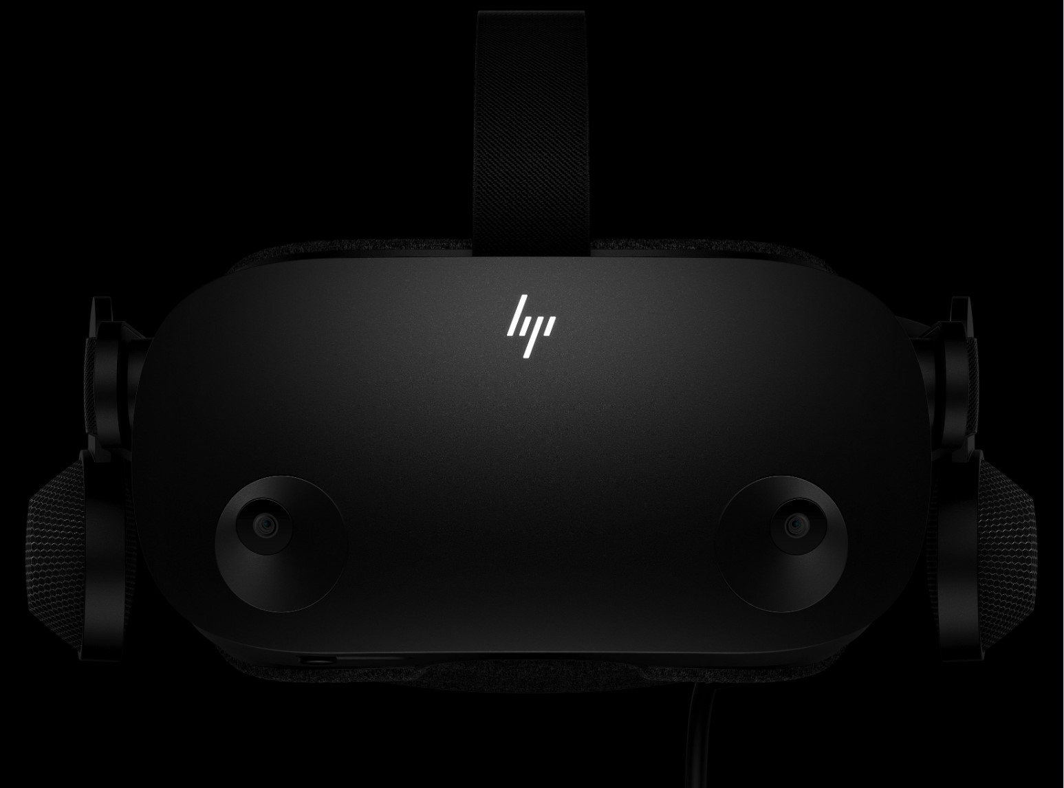 The front view of the HP Reverb G2 virtual reality headset.