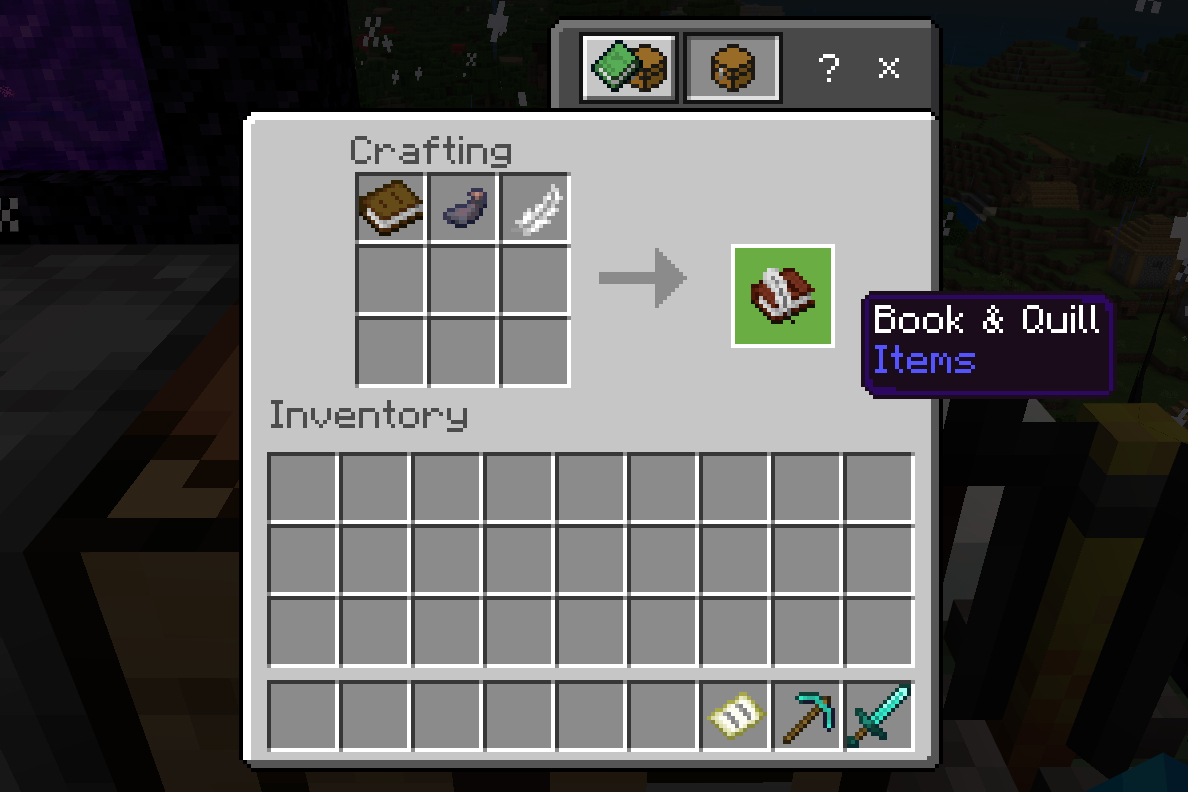 Minecraft Create Book and Quill