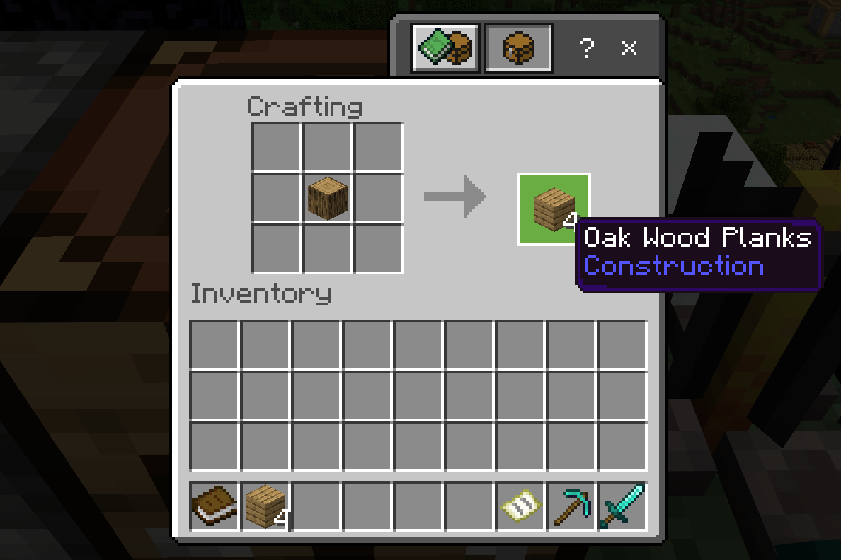 Minecraft Create Oak Wood Planks