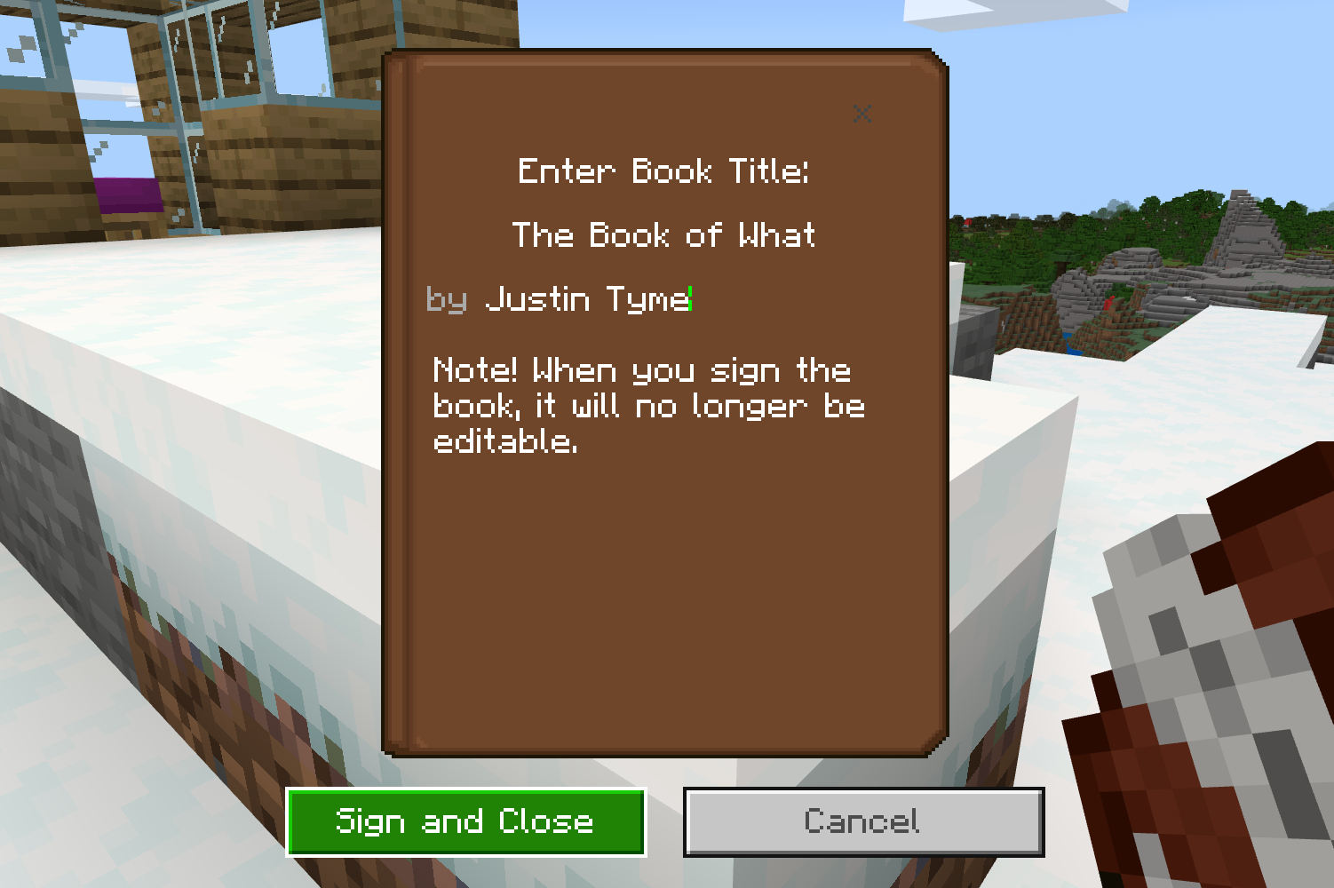 Minecraft Title a Signed Book