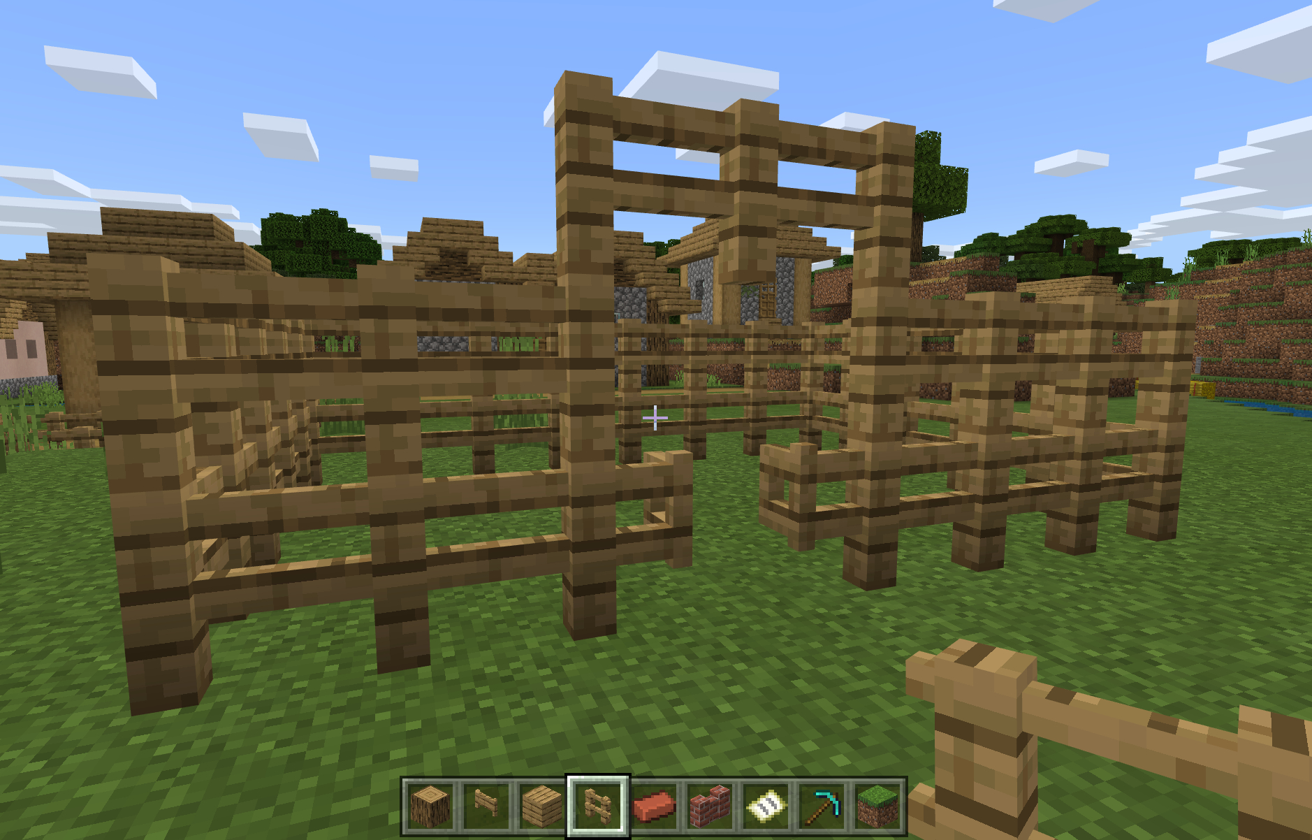 Minecraft Wood Fence with Gate and Awning