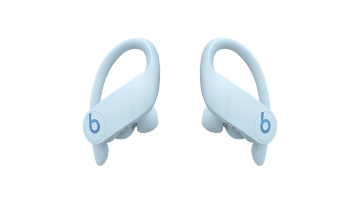 The Beats Powerbeats Pro wireless earbuds in glacier blue.