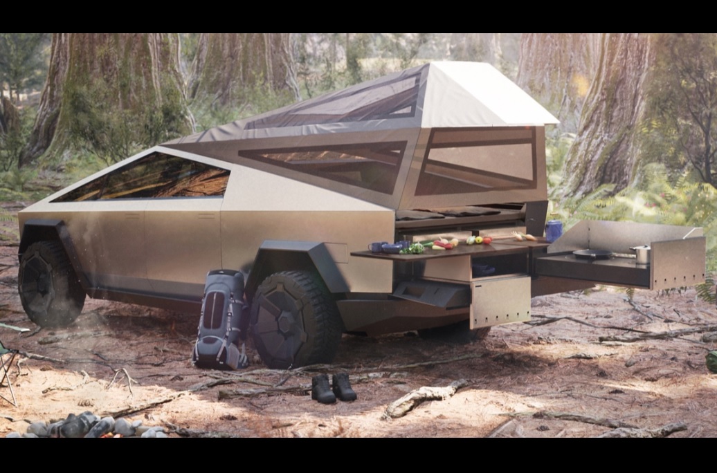 Tesla Cybertruck camping