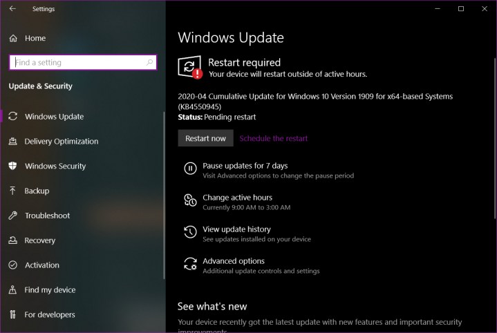 Windows Update Restart Now